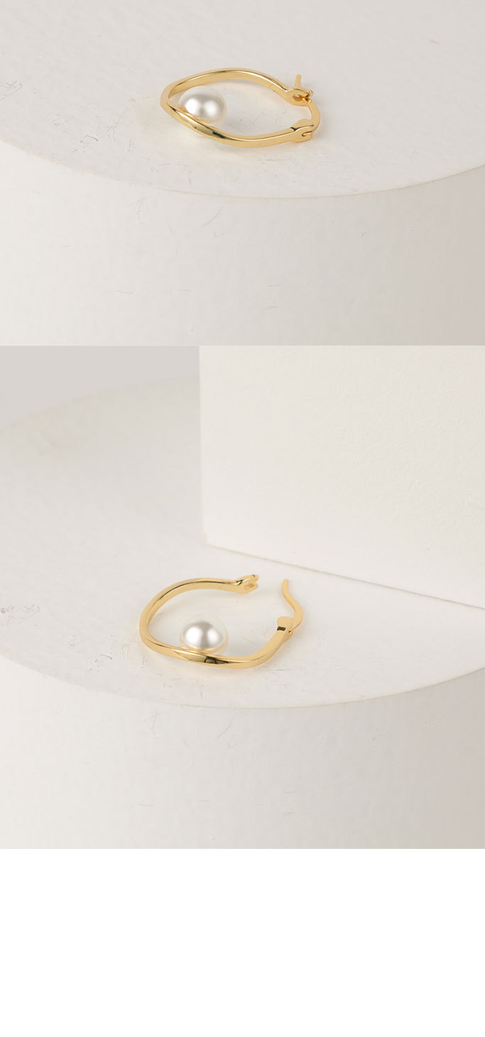 New pearl irregular 14K gold irregular round copper earringspicture2