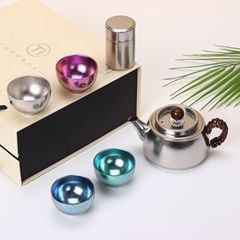 中式纯钛旅行小茶壶泡茶器便携功夫泡茶壶商务礼品礼盒便携泡茶器