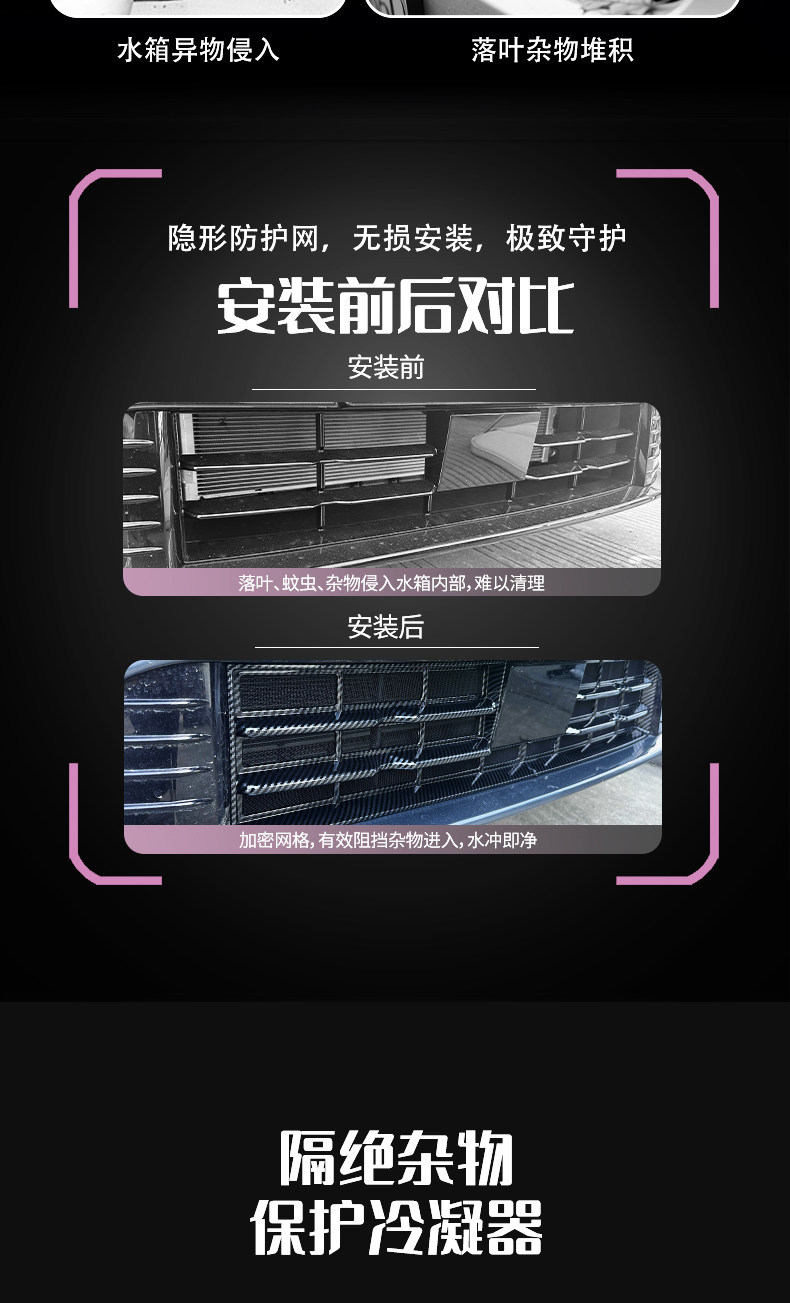 Suitable for 24-25 model Lynk & Co 07, special water tank insect-proof net, front grille exterior modification decorative accessories