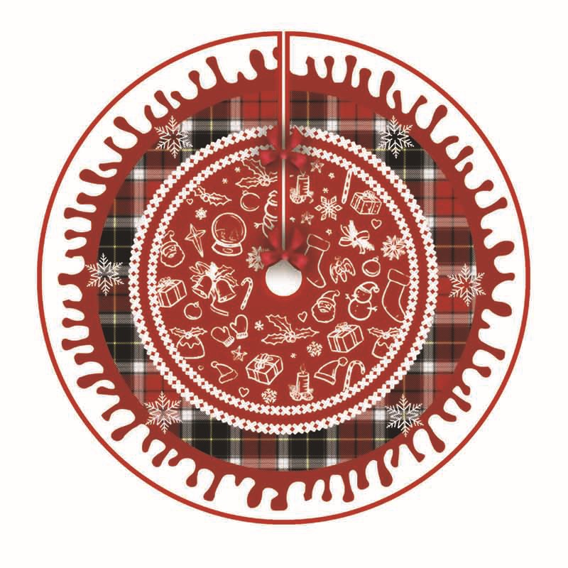 Falda de árbol de Navidad de felpa corta FIESTA DE Navidad copo de nieve Plaid muñeco de nieve impreso árbol de Navidad inferior Hotel hogar