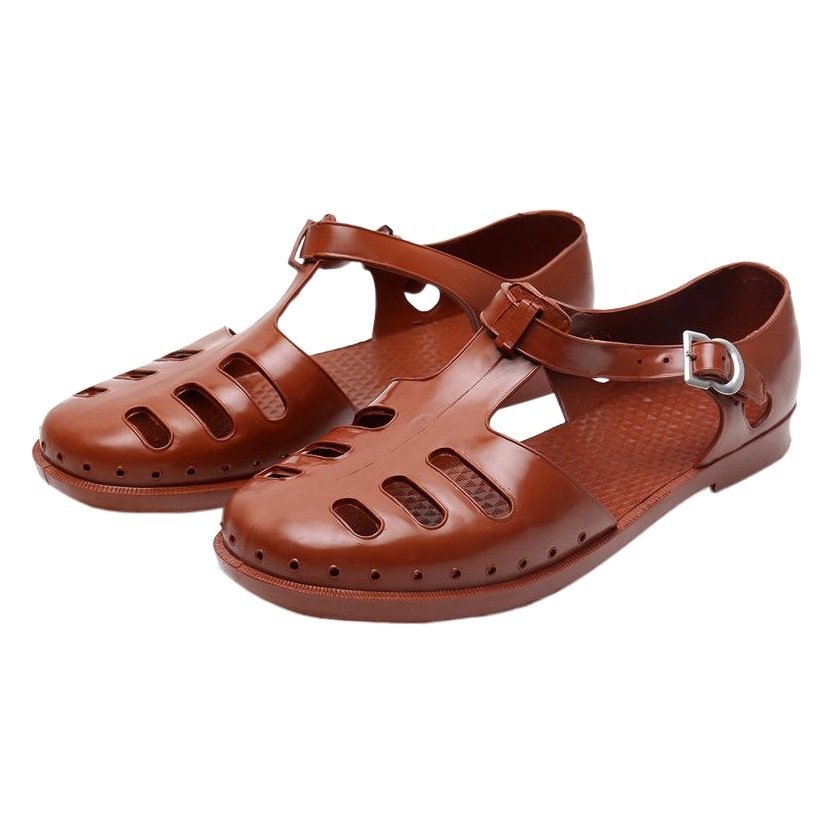 Sandalias del Ejército de los hombres de Vietnam sandalias anticuadas zapatos de jaula de cerdo Sandalias cerradas para hombres zapatos de goma de plástico hueco retro moda