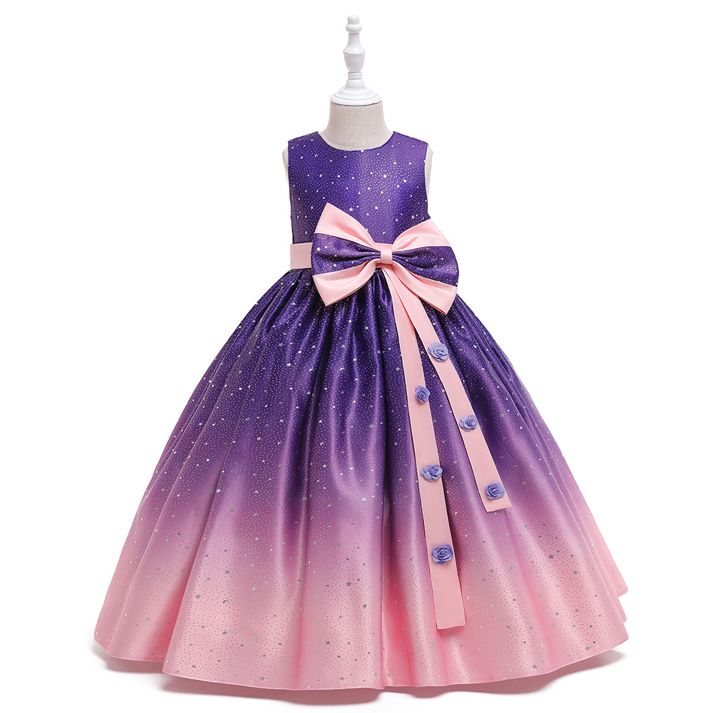 Vestido de princesa europea y americana vestido de niña anfitrión pasarela cumpleaños estilo occidental vestido de gradiente vestido de los niños