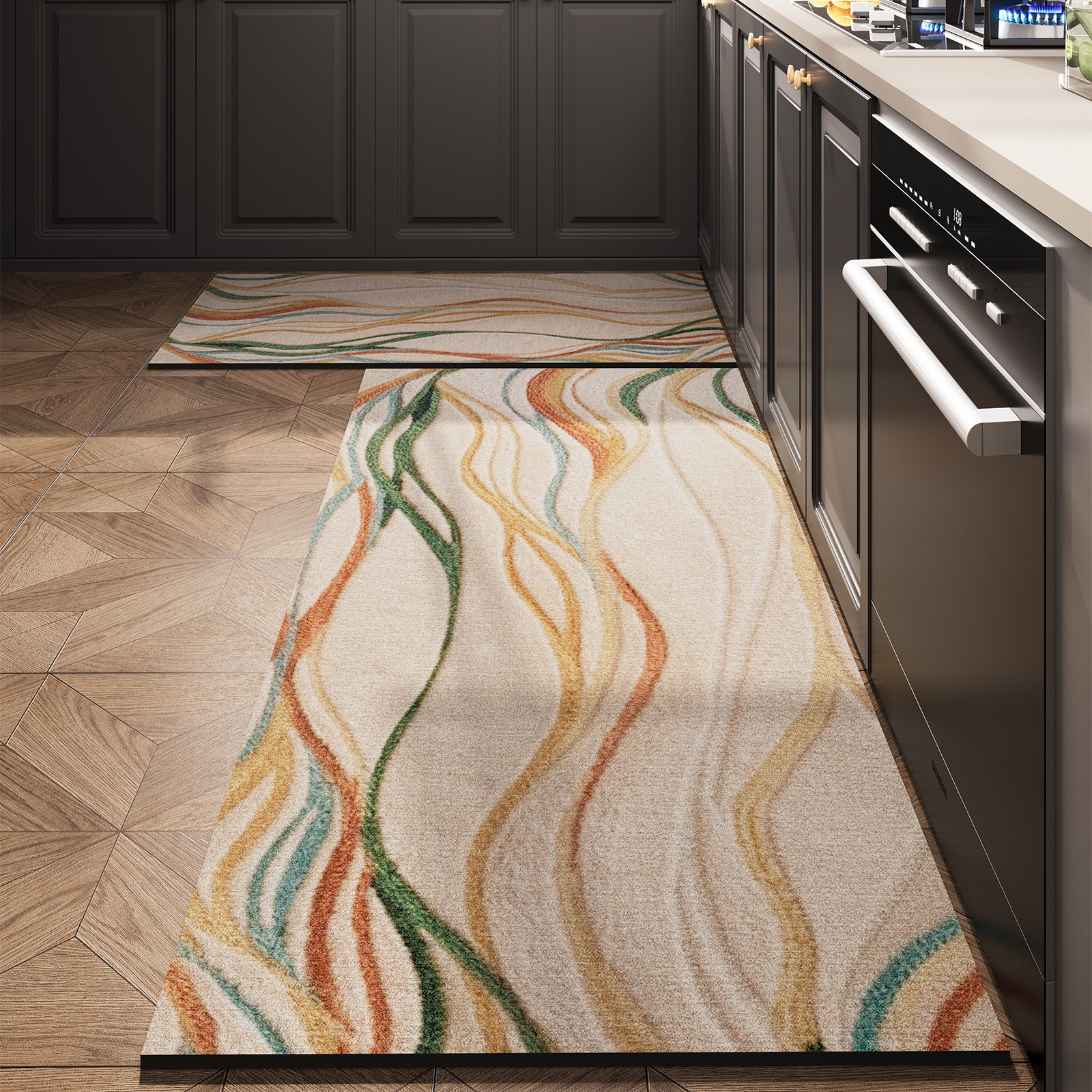 Luz de lujo de alto nivel cocina alga de barro alga puerta alfombra de piso absorción de agua rápida secado dos piezas anti-deslizante alfombra antideslizante image 3