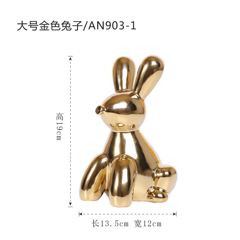 Cerámica moderna globo de oro conejo decoración de mesa decoración de la sala de estar moderna y simple