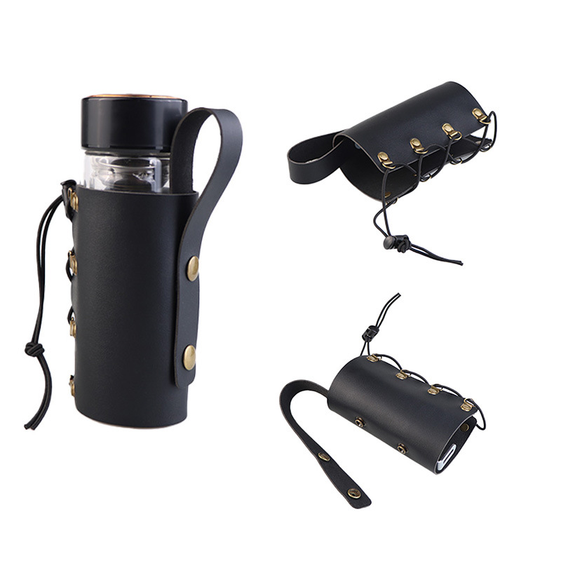 Suitable for Mountain Bikes and Commuter Bikes Pu Leather Water Bottle Bag Mountain Bike Insulated Bottle Holder for Easy Water Bottle Placement
