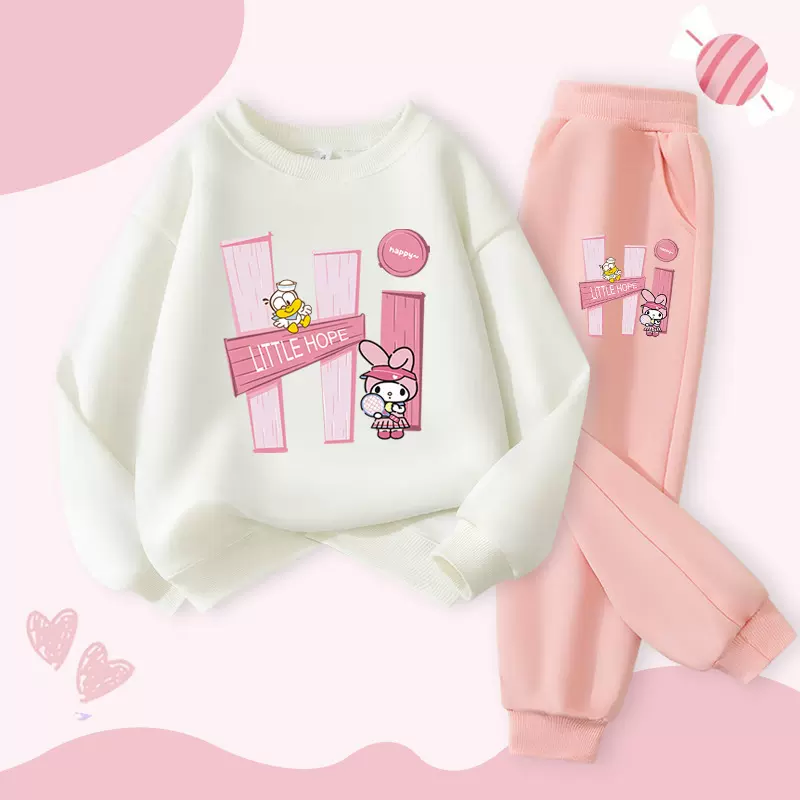 2025新款圆领卫衣女童时尚套装小女孩春秋季长裤儿童卫衣裤两件套