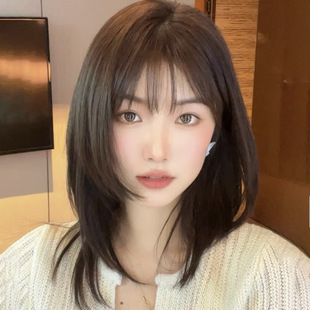 Wig Women's Long Hair Full Head Cover Natural Laminated Clavicle Hair 2023 Fashion New Artificial Human Wig Cover