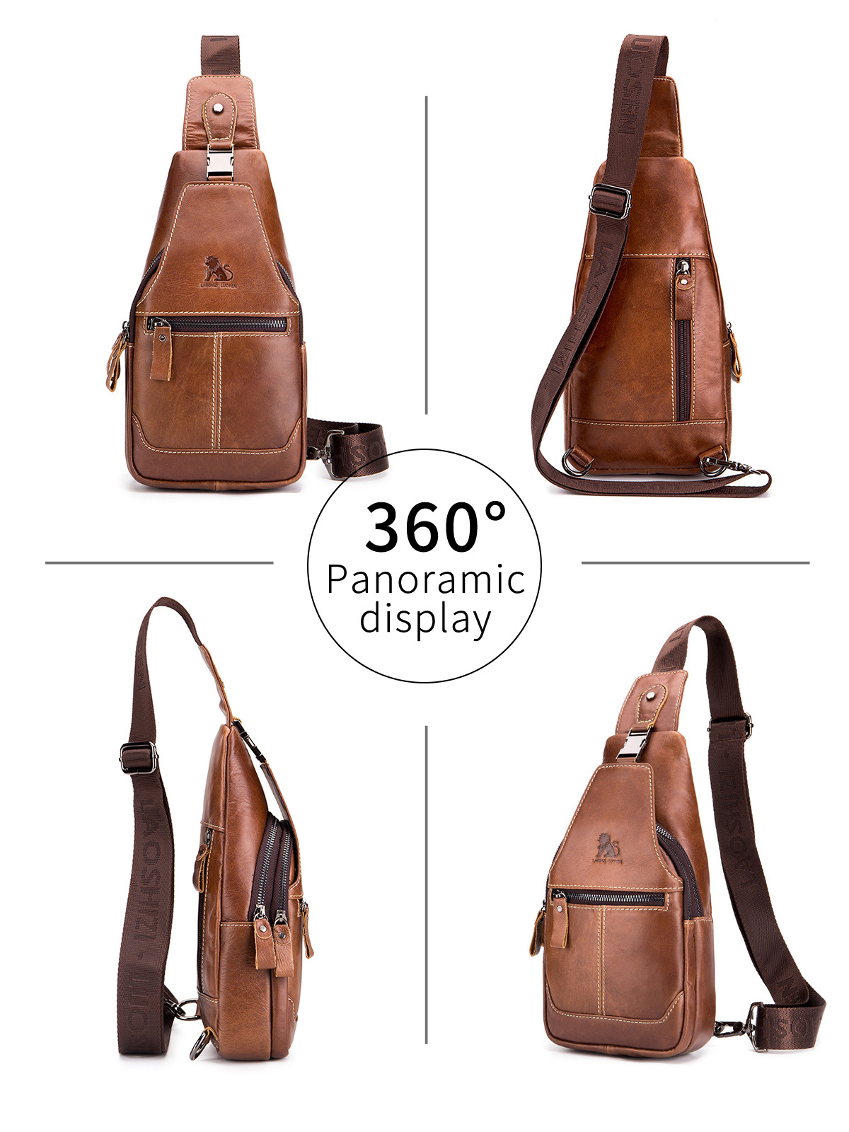 Bolso de pecho de cuero genuino para hombre, bolso de pecho de piel de vaca de primera capa, bolso de hombro de estilo informal retro, bolso de cuero de gran capacidad