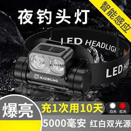 猫司令869钓鱼头灯用感应超长续航夜钓灯超亮红光驱蚊新强光电池