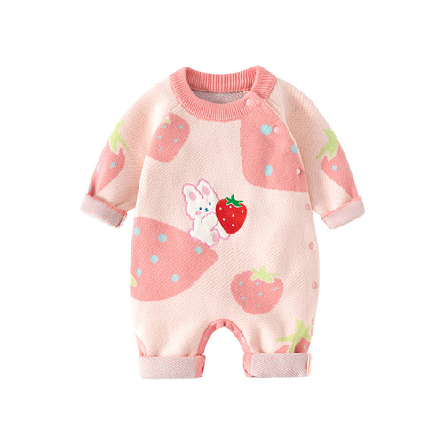 Strawberry Rabbit Infant Bodysuit Spring and Autumn Thick Newborn Bodysuit Pure Cotton Soft Category Baby Bodysuit