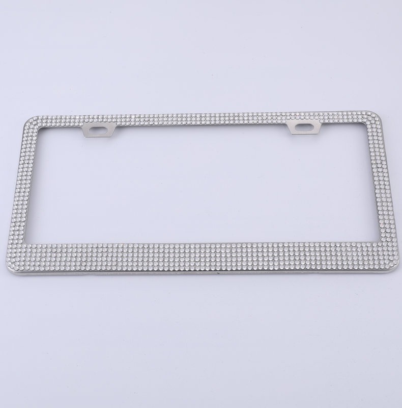 Diamond-encrusted Stainless Steel Square Hole License Plate Frame US Gauge Rhinestone License Plate Frame Crystal License Plate Frame Canada North America License Plate Frame
