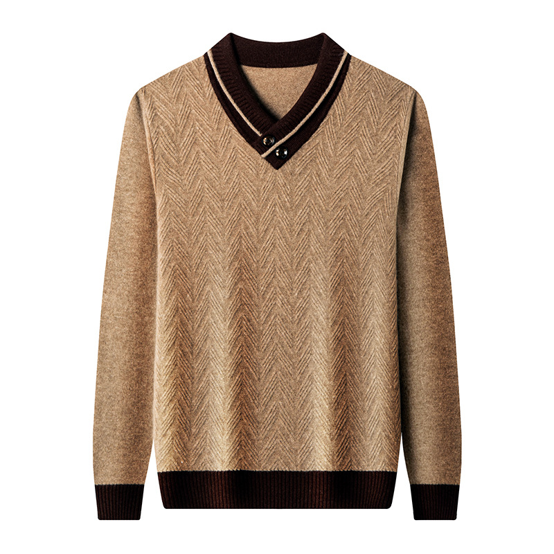 가을 | 겨울 2024 V 넥 버튼 남성 스웨터 패션 캐주얼 청소년 풀오버 니트 바닥 셔츠 남성 도매