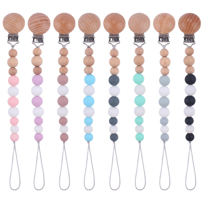 Suministros para bebés de haya ronda chupete clip calmante bebé cuentas de silicona mordedura molar juguete cadena anti-caída