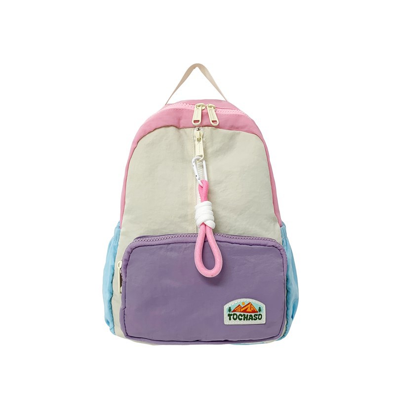 Hombres y niñas mochila 2025 nueva moda empalme color contraste jardín de infantes mochila de bebé mochila de gran capacidad para niños