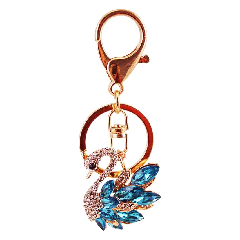 Joyería de cristal rhinestone blanco Cisne llavero del coche las mujeres bolsa accesorios metal colgante pequeño regalo 1137