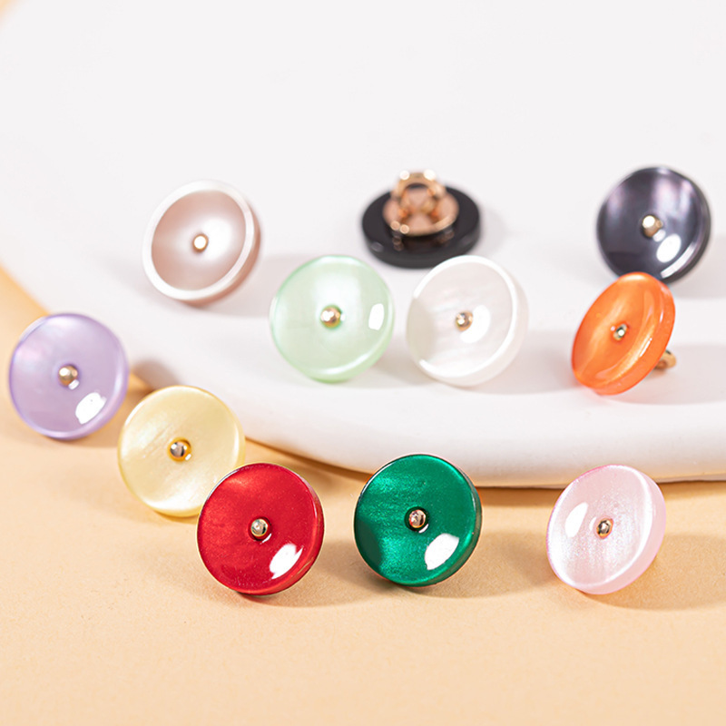 Small Xiangfeng Resin Pearlescent Metal Shirt Button High-end Sense Color High-end Button Clothes Shirt Decorative Buckle Small Xiangfeng Resin Pearlescent Metal Shirt Button High-end Sense Color High-end Button Clothes Shirt Decorative Buckle