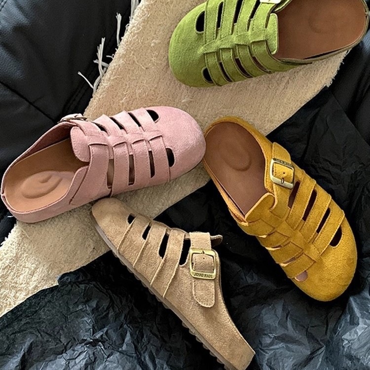Zapatos de jaula de cerdo Bocken mujeres 2026 con un pie de calzado hueco con cabeza de bolsa de medio zapatillas de moda de alta calidad