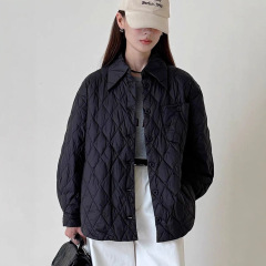 商场同款2025年新款90白鸭绒秋冬衬衫式宽松羽绒服女轻薄款外套