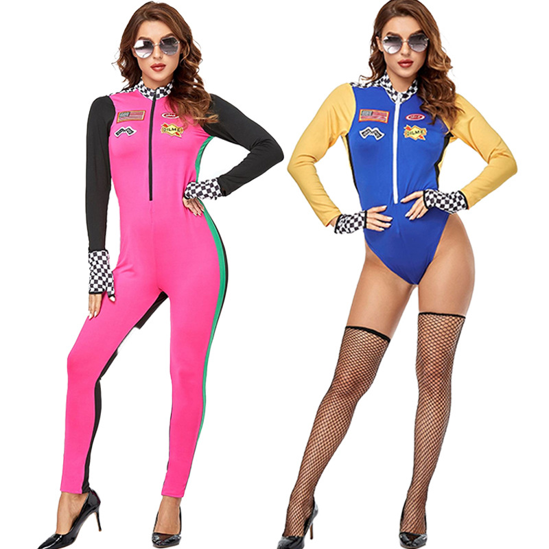 Disfraz de porristas f1 uniforme femenino traje de carreras traje de tribu de ciclismo traje de halloween bidimensional para adultos de una pieza femenina