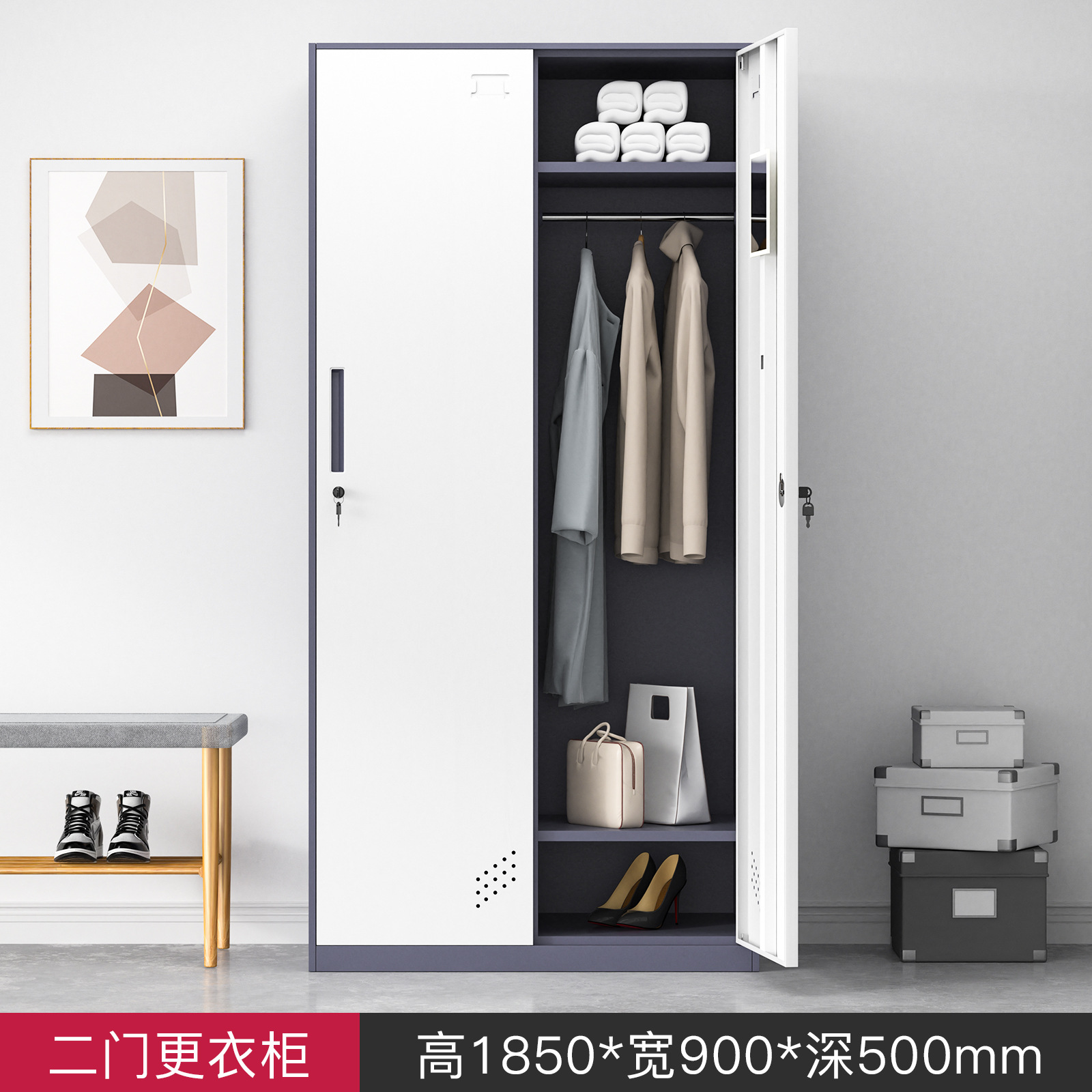 Armario de acero de borde estrecho color de dormitorio de personal armario de almacenamiento grueso baño gimnasio con cerradura cajón de armario