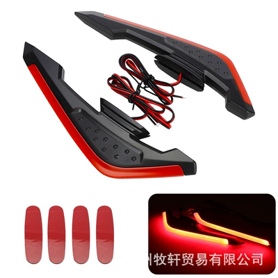 Motorcycle Universal Modification Accessories Led Atmosphere Light 12V Air Knife Electric Vehicle Decorative Light with Light Fixed Wing Air Knife (Motosiklet ləvazimatları və aksesuarları) - red-with-lights-one-pair-in-bag