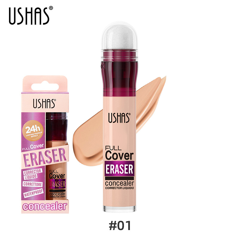 Base de maquillaje líquida de cabeza de esponja de punto de color USHAS12 con corrector de maquillaje de larga duración sin quitar maquillaje a prueba de agua FS442F