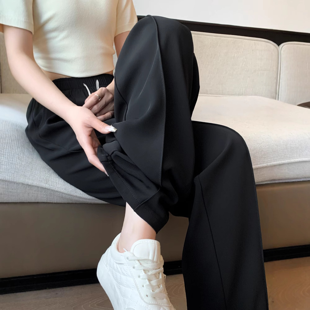 Women's Wide-Leg Pants Spring/Summer 2026 New High-Waisted Drapey Casual Straight-Leg Ice Silk Petite Slim-Fit Suit Pants