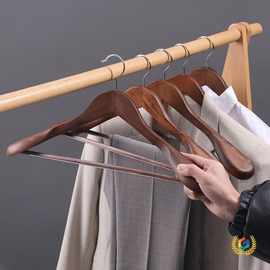 □实木加肩衣架家用挂衣服架木质无痕衣挂衣撑西装大衣架服装店批