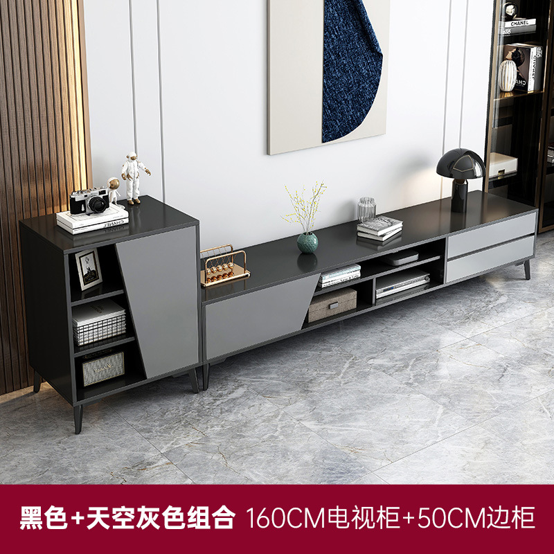 Gabinete de TV simple moderno pequeño apartamento sala de estar luz gabinete de TV de lujo armario de almacenamiento en el hogar combinación de gabinete sub-lado