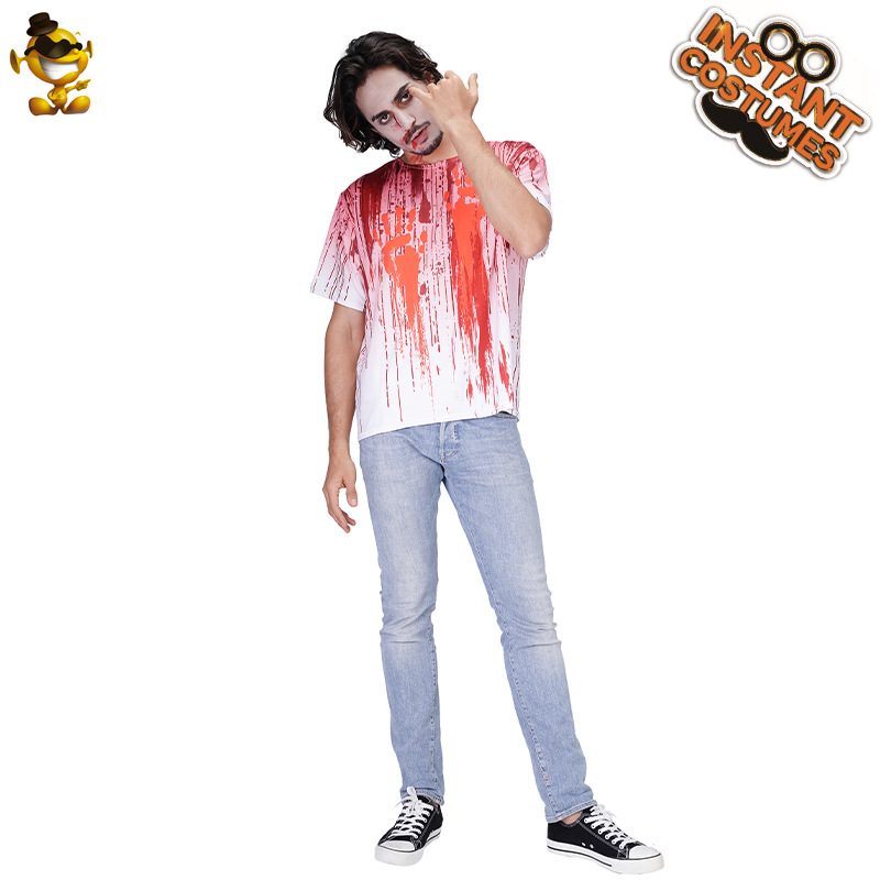 Halloween fantasma Festival de los hombres adultos horror mancha de sangre camiseta Zombie juego de rol etapa fiesta traje COSPLAY image 7
