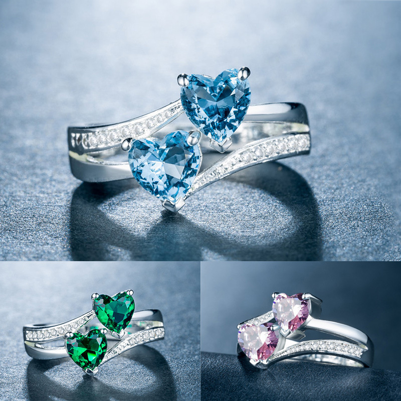 ring with stone with zircon heart shaped