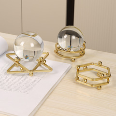 輕奢水晶球底座擺件北歐家居玄關客廳辦公室店鋪金屬水晶球擺設