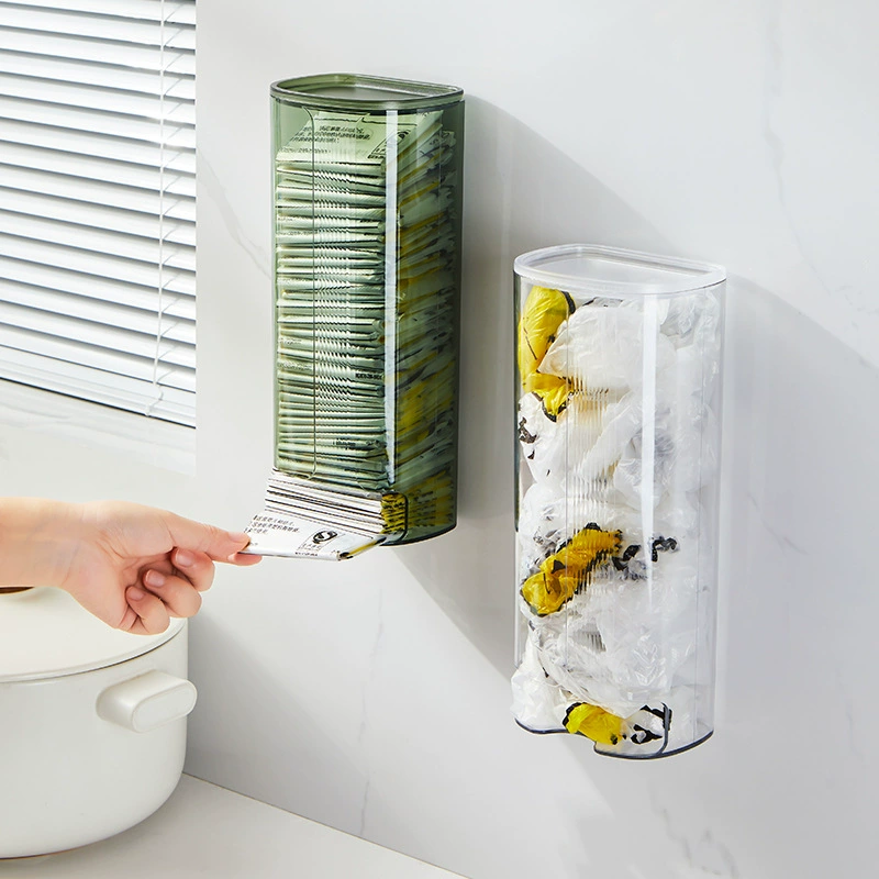 Крышка для консервированной пленки Мешок для мусора Настенный ящик для хранения Кухня без перфорации Настенная Бытовая сумка для консервирования Прозрачная полка для хранения