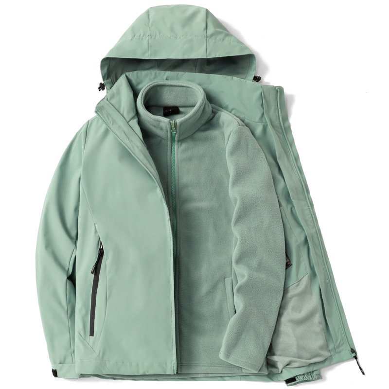 Chaqueta de Montaña 3 en 1 Dos Piezas Mezcla de Fibra Química Desmontable Térmica para Senderismo