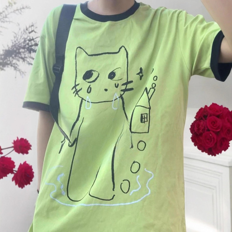 2025 New Women's Summer Round Neck Off-Shoulder Comfortable Loose Casual T-Shirt Three-D Printed Pattern Oversized T-Shirt 2025 New Women's Summer Round Neck Off-Shoulder Comfortable Loose Casual T-Shirt Three-D Printed Pattern Oversized T-Shirt