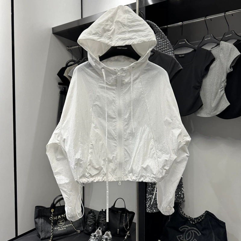 Дизайн летней куртки, oversized дышащий ветровка с солнцезащитной защитой для отдыха, белый/серый/черный