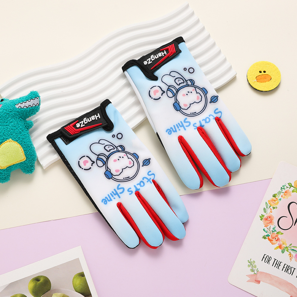 Guantes para niños otoño y invierno estudiantes a prueba de viento dibujos animados de terciopelo caliente guantes de grasa al aire libre a prueba de frío