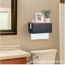 木质纸巾盒架壁挂免打孔卷抽纸置物架卫生间浴室厨房奶油简约跨境