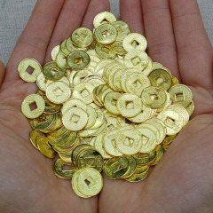 diy迷你銅錢發財樹金色合金銅錢十帝混裝銅錢1.0cm手機殼滴膠配件