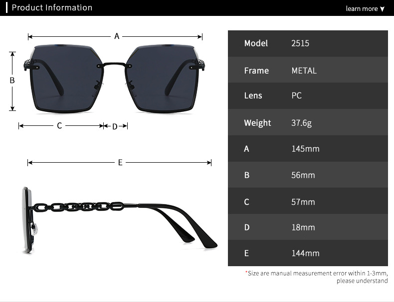 Cross-Border Export New Modern Retro Square Frame Rope Decorative Sunglasses Ins Style Street Style Big-Name Sunglasses 2515_voghion.com