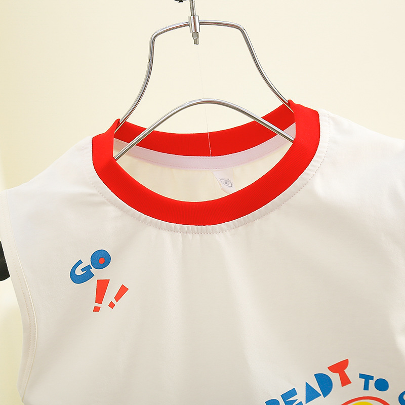 7822 Traje de chaleco de verano para niños 2025 nuevo chaleco de dibujos animados para bebés pantalones cortos para bebés ropa para niños delgada