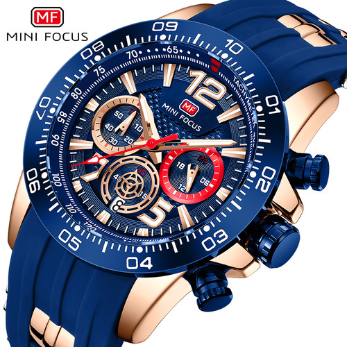MINI FOCUS Men's Sports Watch Waterproof Quartz Multi-Function Night Light Men's Watch 0290G