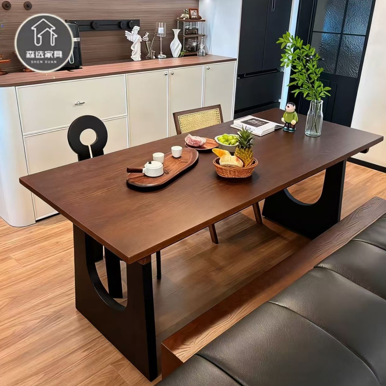 Medieval Style Solid Wood Long Table Simple Desk Home Living Room Dining Table Rectangular Computer Table Retro Office Desk