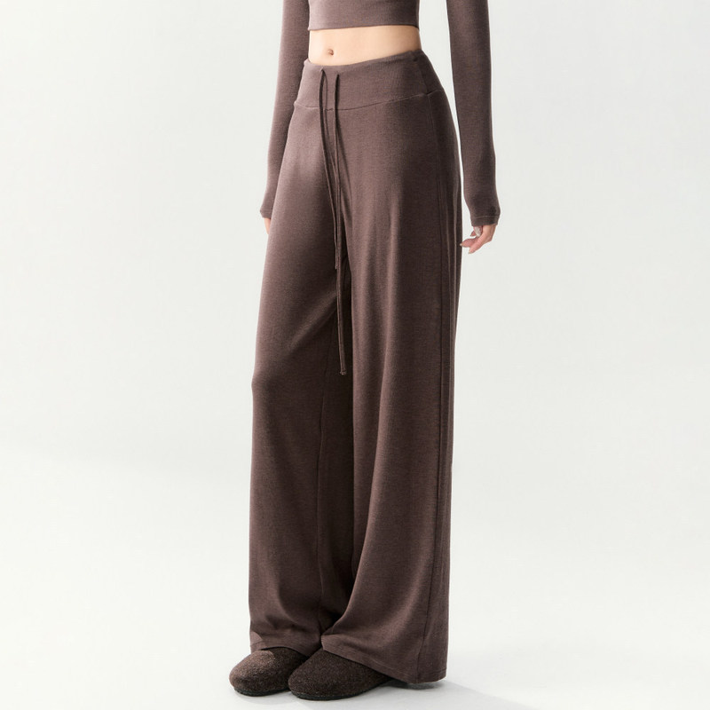 Mousse Cashmere Drawstring Wide-Leg Yoga Pants for Women, High-Waisted Straight-Leg Sports Trousers, Soft and Skin-Friendly with a Relaxed Fit Mousse Cashmere Drawstring Wide-Leg Yoga Pants for Women, High-Waisted Straight-Leg Sports Trousers, Soft and Skin-Friendly with a Relaxed Fit