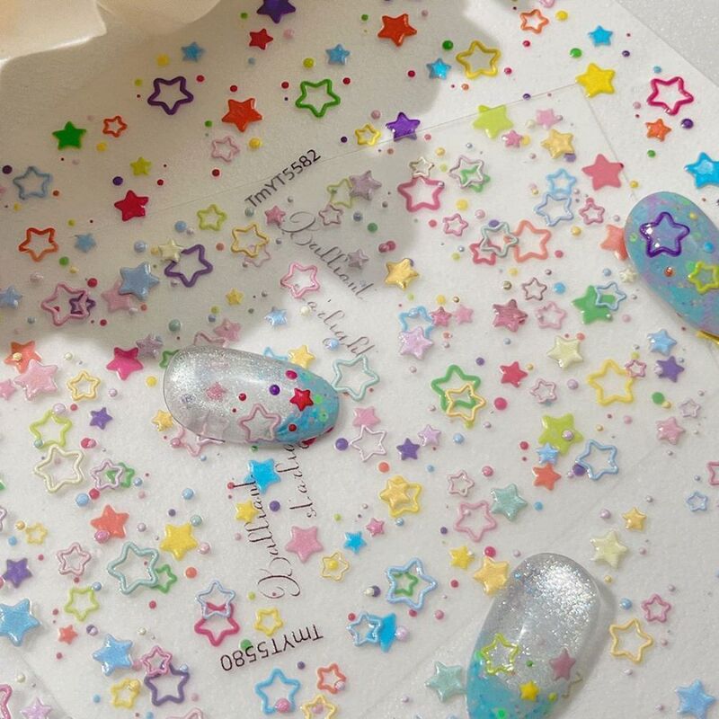 2025 Summer New Dopamine Star Laser Nail Art Stickers Colorful Simple Daily DIY Nail Stickers with Adhesive Backing 2025 Summer New Dopamine Star Laser Nail Art Stickers Colorful Simple Daily DIY Nail Stickers with Adhesive Backing