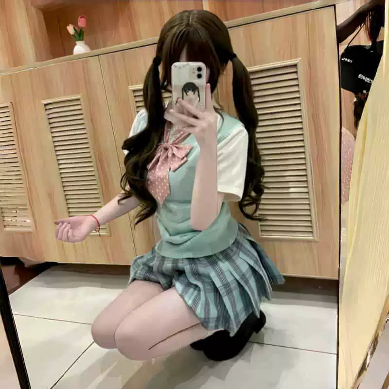 Jk униформа [Lihai] сетка юбка Подлинный школьный стиль