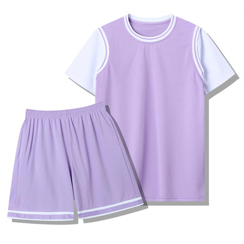 Children's Short-Sleeved Basketball Uniform Suit 13 Colors Student Game Training Team Uniform Girl Jersey Primary School Student Class Uniform Printed Number