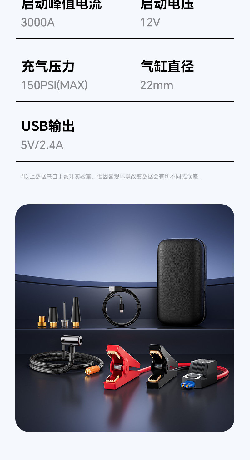 Car Emergency Starting Power Supply 12V Car Battery Jump Starter Wireless Air Pump Portable Tire Inflator