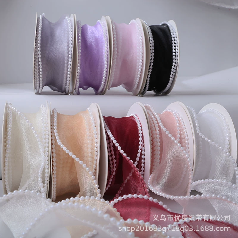 4CM жемчужный рыбий хвост пряжа лента цветочный букет упаковочный материал для выпечки декоративный головной убор бант лента