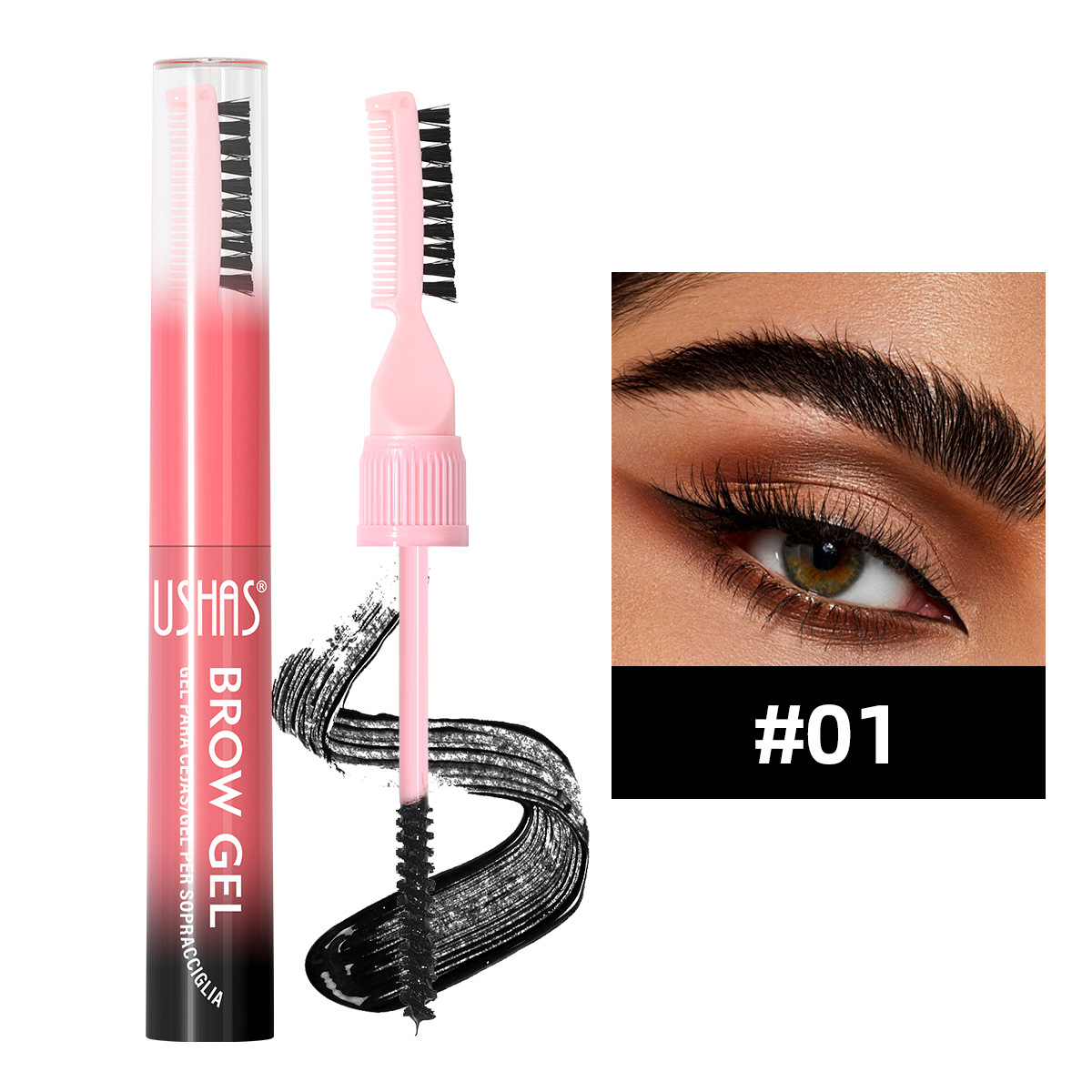 USHAS Europa y los Estados Unidos punto transfronterizo venta impermeable duradero doble cabeza cepillo de cejas gel UC155 image 7